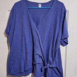 Old Navy Women's Blue Front Tie Shirt, Size XXL